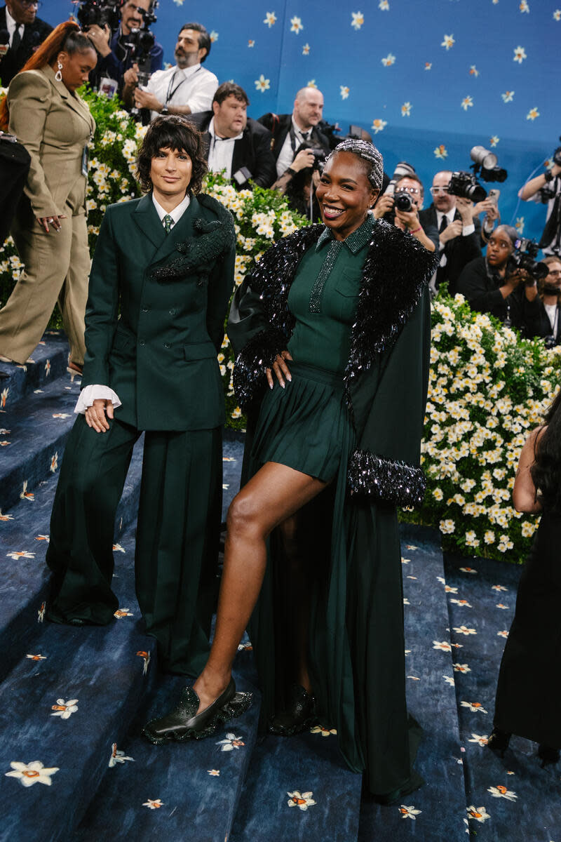 Pelagia Kolotouros, Venus Williams at The 2025 Met Gala Celebrating "Superfine: Tailoring Black Style" held at The Metropolitan Museum of Art on May 05, 2025 in New York, New York.